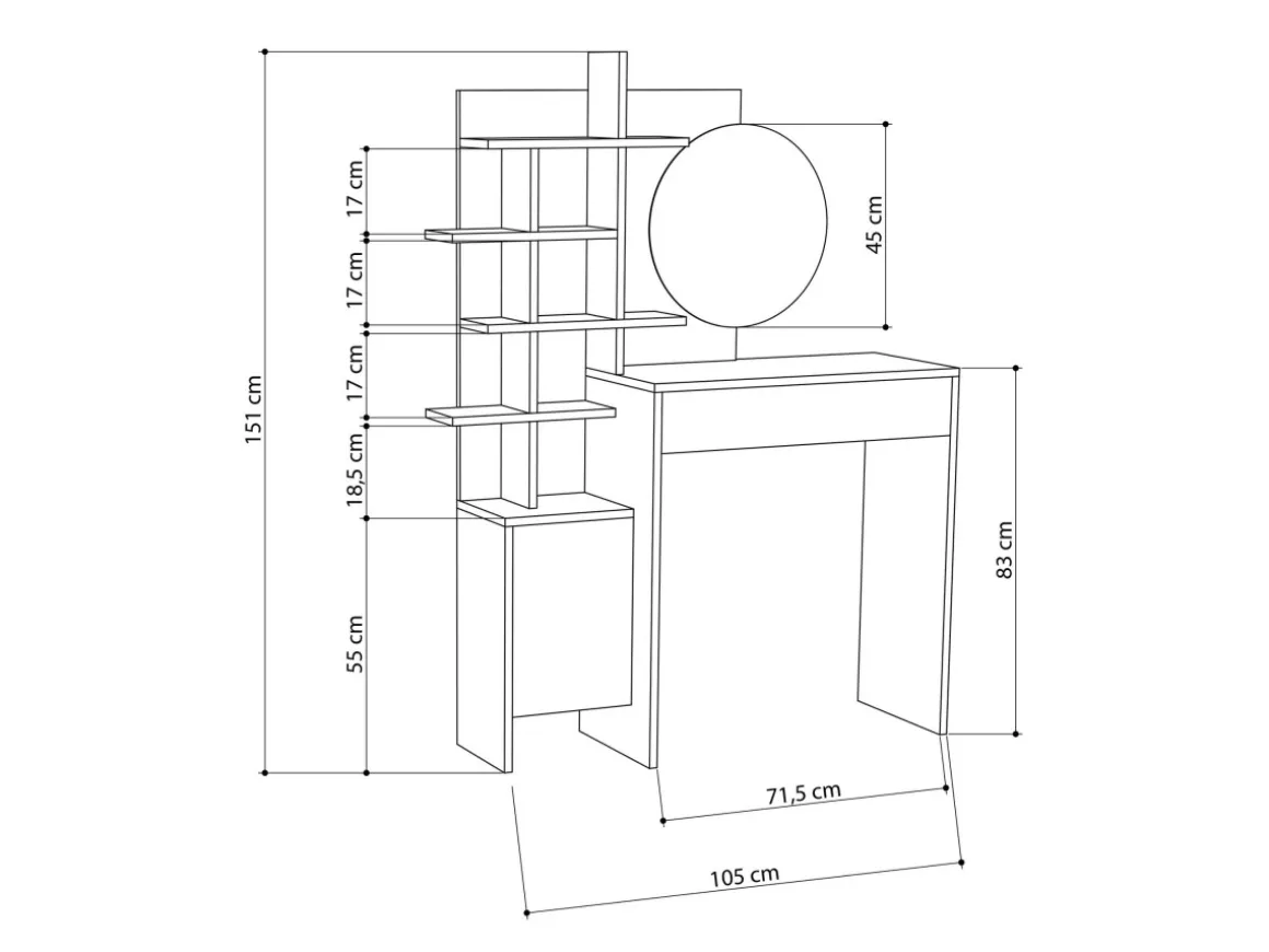 Table de maquillage en bois "Mup" 105 x 35 x 151 cm - Blanc