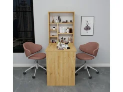 Table de maquillage en bois "Sedir" - 90 x 59 x 74 cm - Beige