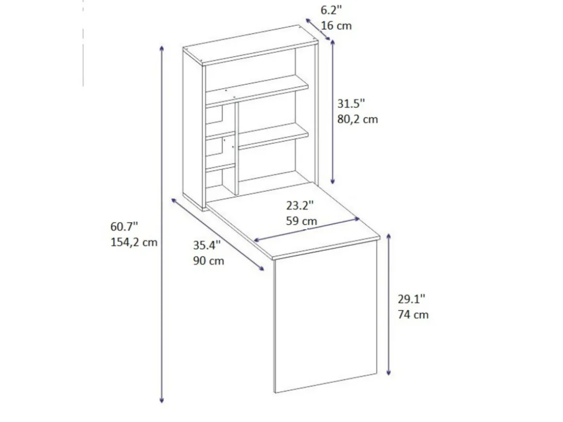 Table de maquillage en bois "Sedir" - 90 x 59 x 74 cm - Blanc