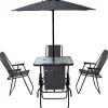 Table et chaises de jardin avec parasol en métal "Convivia" - 4 places - Gris anthracite