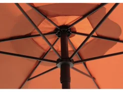 Table et chaises de jardin avec parasol en métal "Convivia" - 6 places - Terracotta
