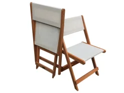 Table et chaises de jardin en bois exotique  "Séoul" - 1 Table + 6 chaises - Maple - Beige