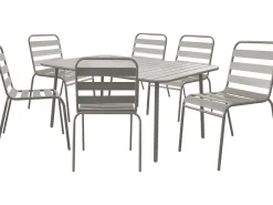 Table et chaises de jardin en métal "Bilbao" - 6 places - Taupe