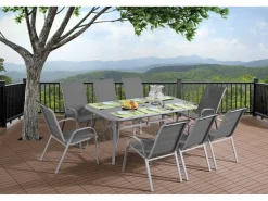 Table et chaises de jardin en textilène 