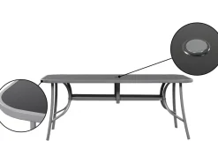 Table et chaises de jardin en textilène "Cordoba XL 180" - 8 places - Gris