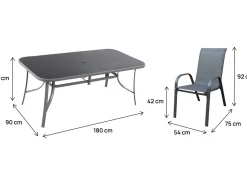Table et chaises de jardin en textilène 