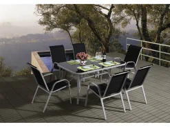 Table et chaises de jardin en textilène 