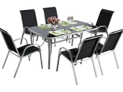 Table et chaises de jardin en textilène 