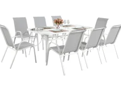 Table et chaises de jardin en textilène 
