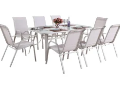Table et chaises de jardin en textilène 