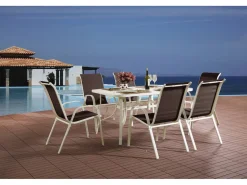 Table et chaises de jardin en textilène "Cordoba" - Phoenix - 6 places - Taupe