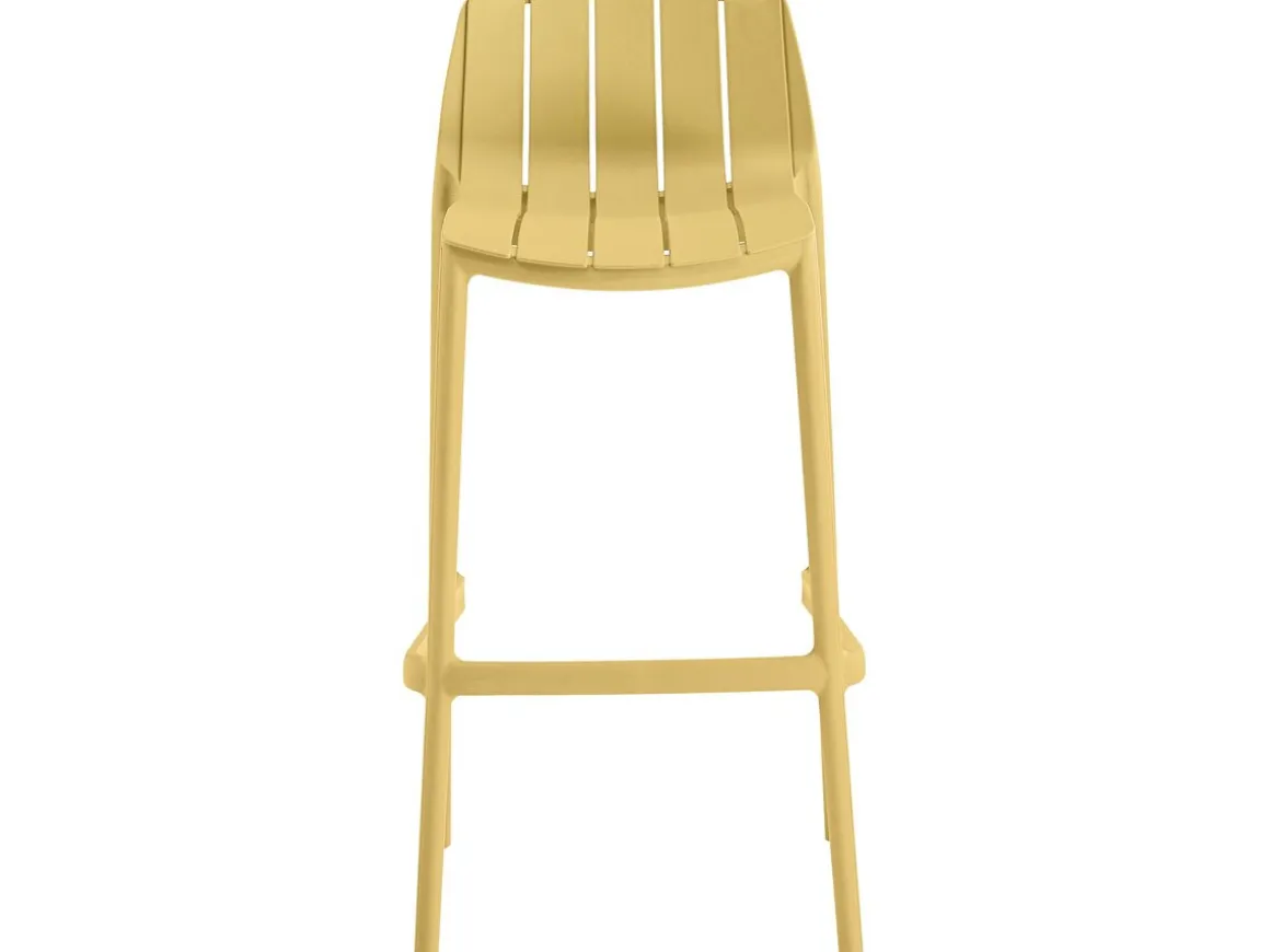 Table et chaises hautes de bistrot empilables "Vaena" - 2 places - Jaune