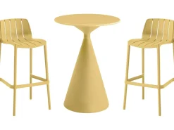 Table et chaises hautes de bistrot empilables