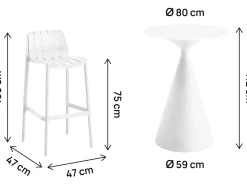 Table et chaises hautes de bistrot empilables 