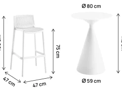 Table et chaises hautes de bistrot empilables