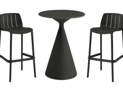 Table et chaises hautes de bistrot empilables "Vaena" - 2 places - Noir