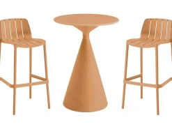Table et chaises hautes de bistrot empilables