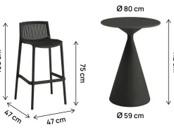 Table et chaises hautes de bistrot empilables