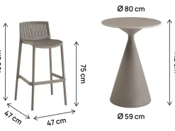 Table et chaises hautes de bistrot empilables 