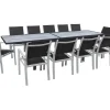 Table extensible et chaises de jardin en aluminium "Lagos" - 200/320 x 105 x 76 cm - 12 chaises - Noir