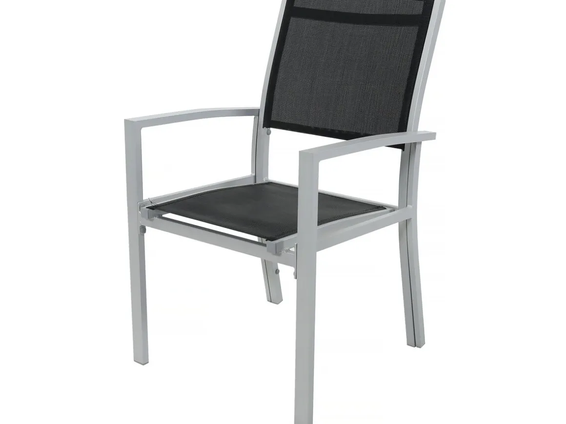 Table extensible et chaises de jardin en aluminium "Lagos" - 200/320 x 105 x 76 cm - 12 chaises - Noir