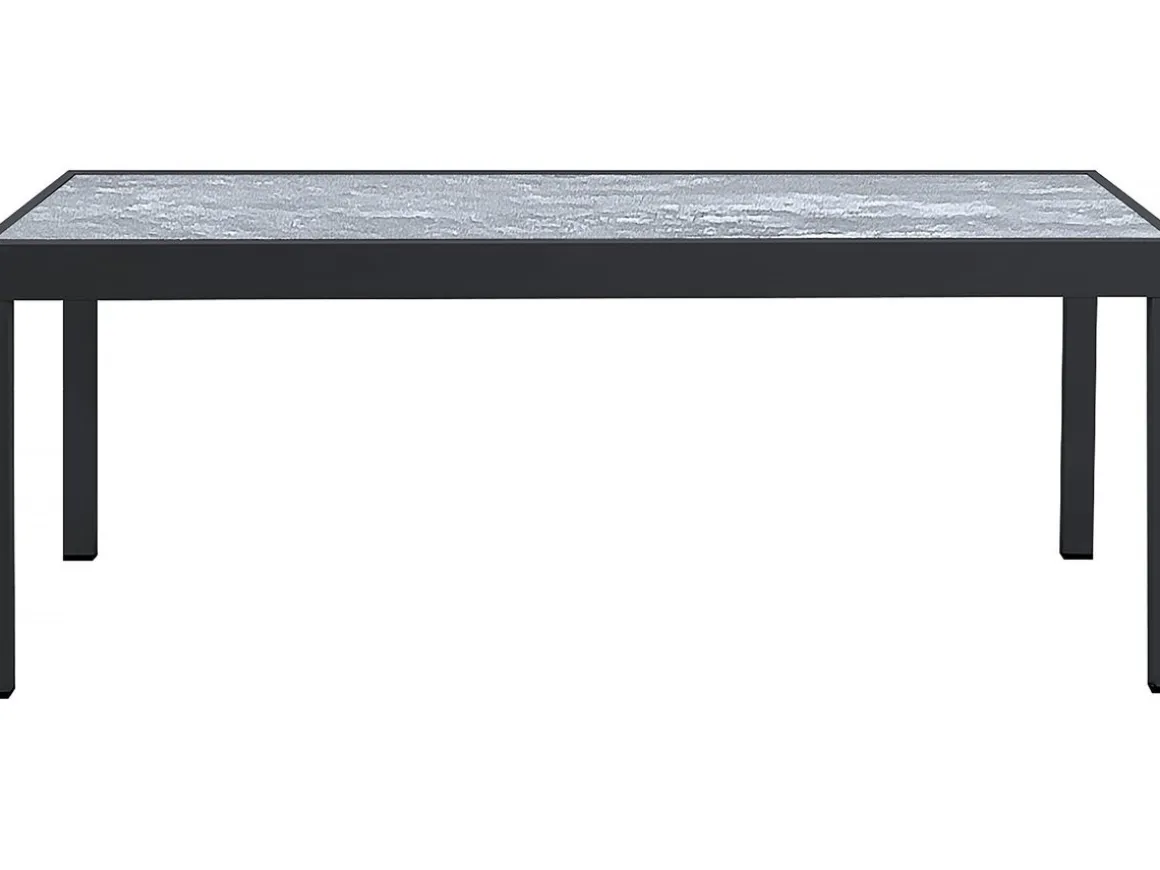 Table extensible et chaises de jardin en aluminium "Lagos" - 200/320 x 105 x 76 cm - 12 chaises - Noir