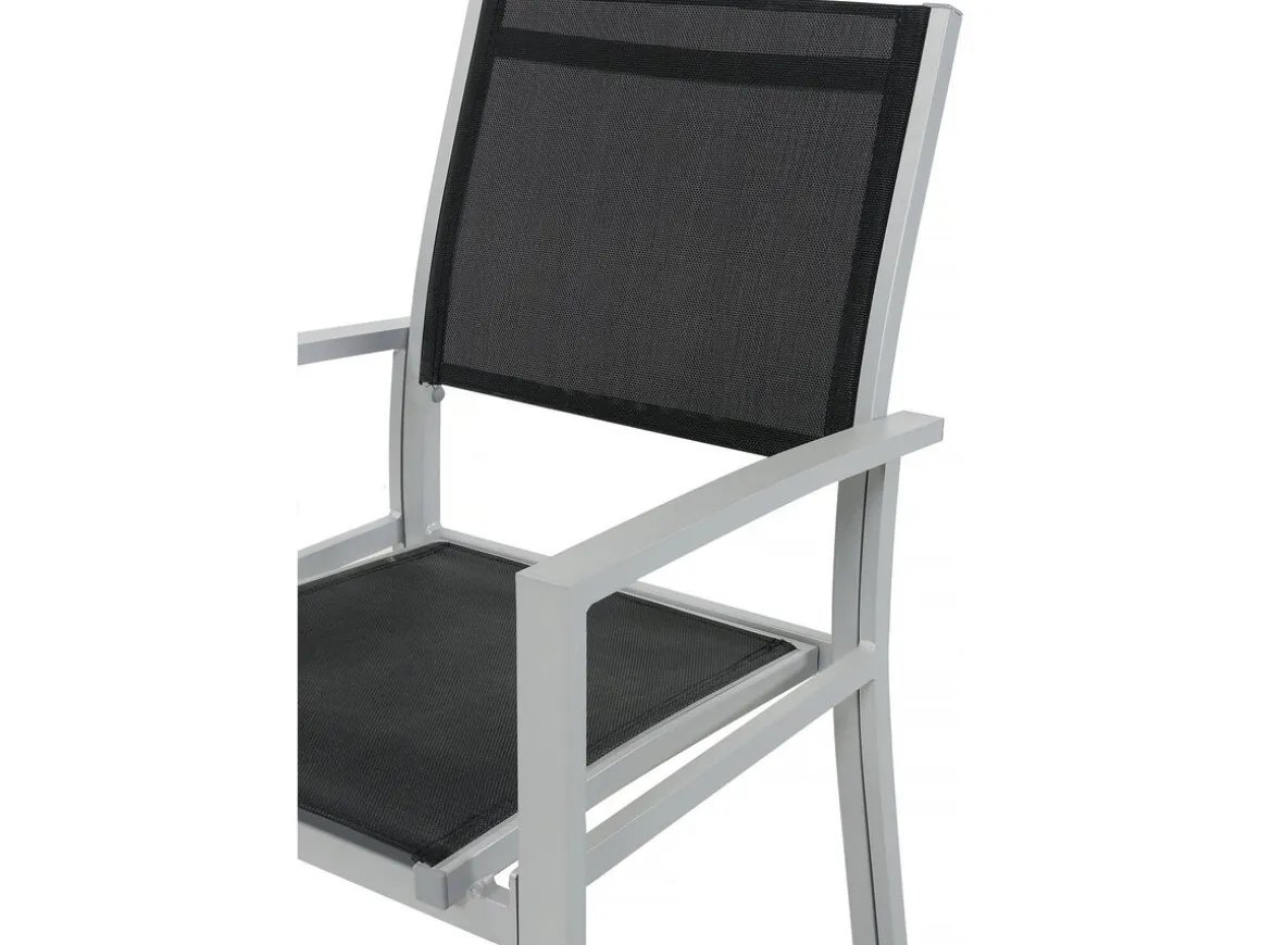 Table extensible et chaises de jardin en aluminium "Lagos" - 200/320 x 105 x 76 cm - 12 chaises - Noir
