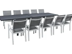 Table extensible et chaises de jardin en aluminium 