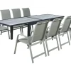 Table extensible et chaises de jardin en aluminium "Lagos" - 140/280 x 90 x 76 cm - 8 places - Gris clair