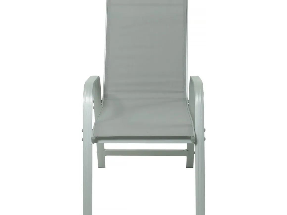 Table extensible et chaises de jardin en aluminium "Lagos" - 140/280 x 90 x 76 cm - 8 places - Gris clair