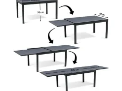 Table extensible et chaises de jardin en aluminium 