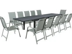 Table extensible et chaises de jardin en aluminium 