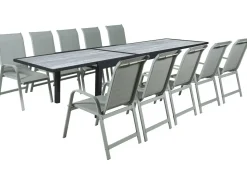 Table extensible et chaises de jardin en aluminium 