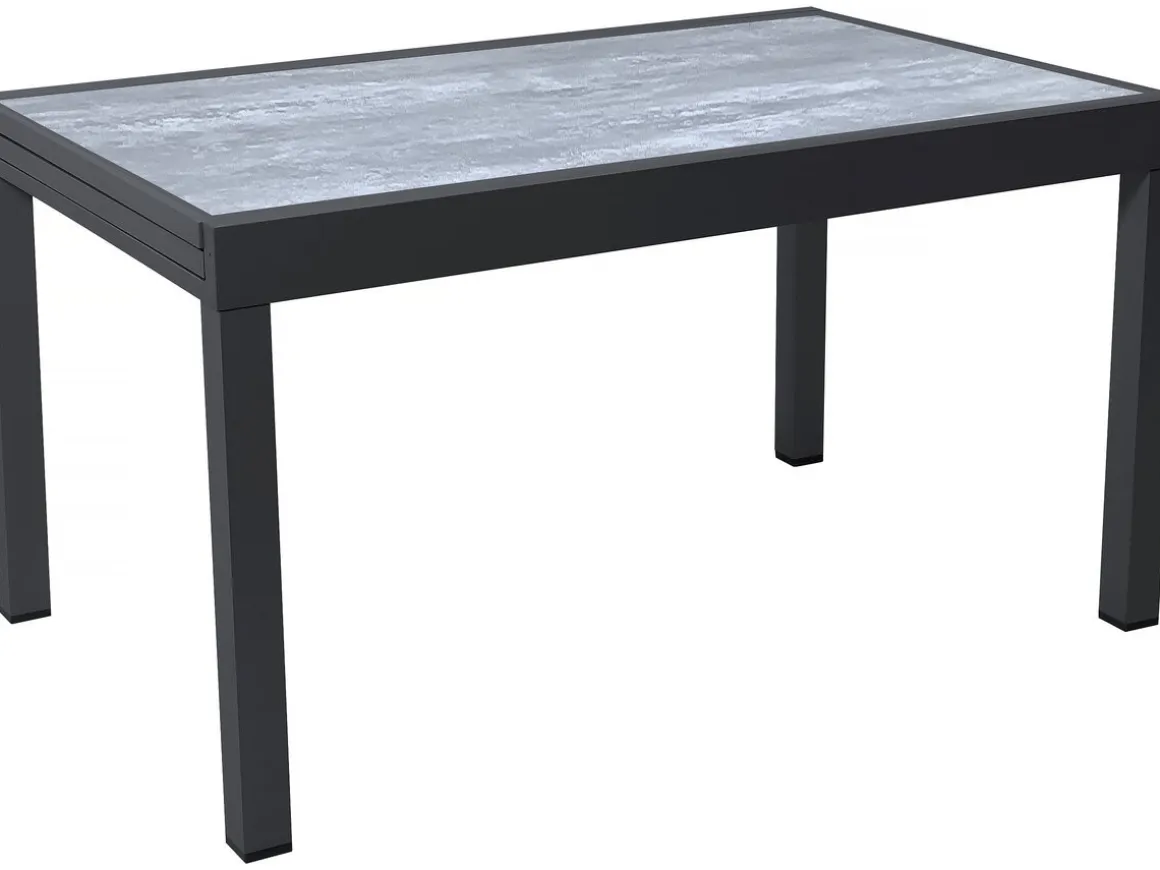 Table extensible et chaises de jardin en aluminium "Lagos" - 140/280 x 90 x 76 cm - 10 places - Gris clair
