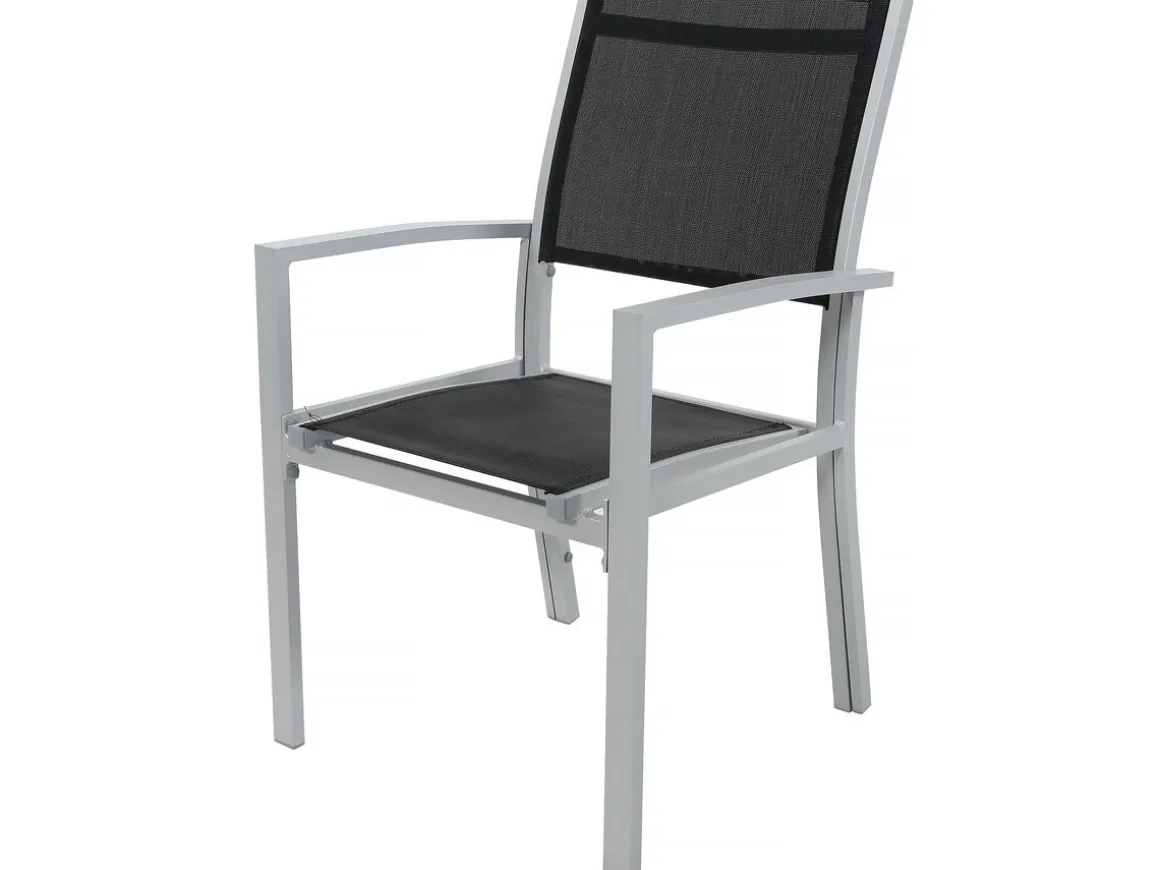 Table extensible et chaises de jardin en aluminium "Lagos" - 200/320 x 105 x 76 cm - 10 chaises - Noir