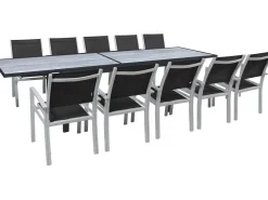 Table extensible et chaises de jardin en aluminium