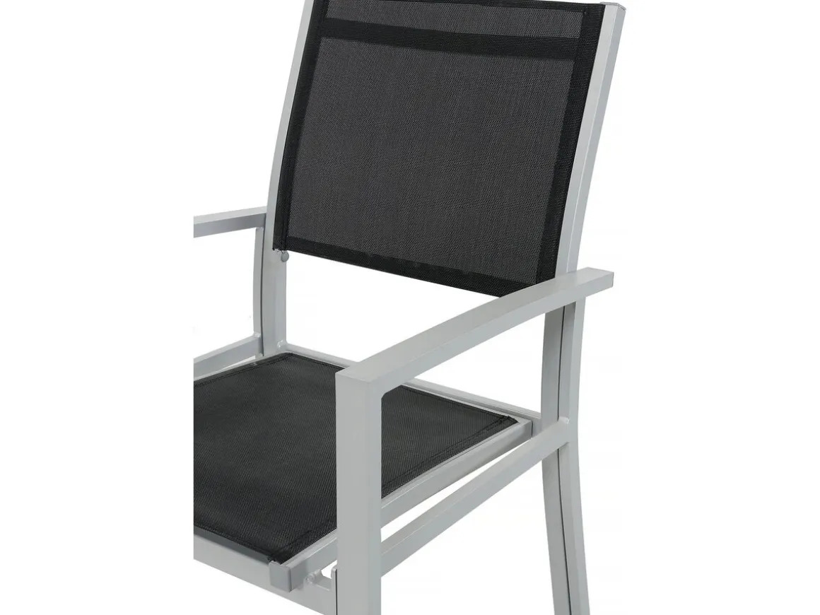 Table extensible et chaises de jardin en aluminium "Lagos" - 200/320 x 105 x 76 cm - 10 chaises - Noir