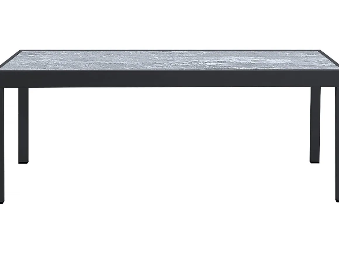 Table extensible et chaises de jardin en aluminium "Lagos" - 200/320 x 105 x 76 cm - 10 chaises - Noir