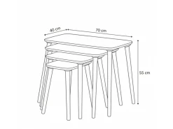 Table gigogne (4 pièces) en bois "Luci" 70 x 40 x 55 cm - Blanc