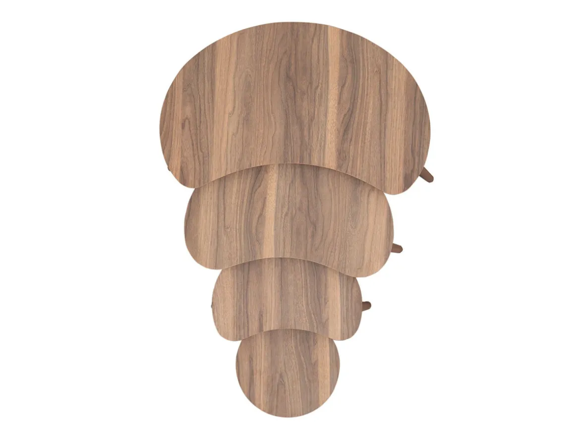 Table gigogne (4 pièces) en bois "Moon" 40 x 75 x 55 cm - Noyer