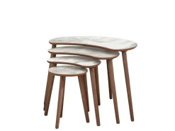 Table gigogne (4 pièces) en bois "Moon" 40 x 75 x 55 cm - Blanc