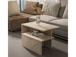Table gigogne (2 pièces) en bois "Twins" 72 x 45 x 42 cm - Travertin