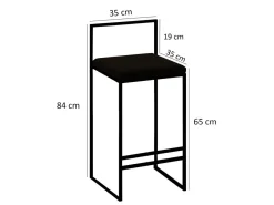 Tabouret de bar en métal "Nordic" 35 x 35 x 84 cm - Noir