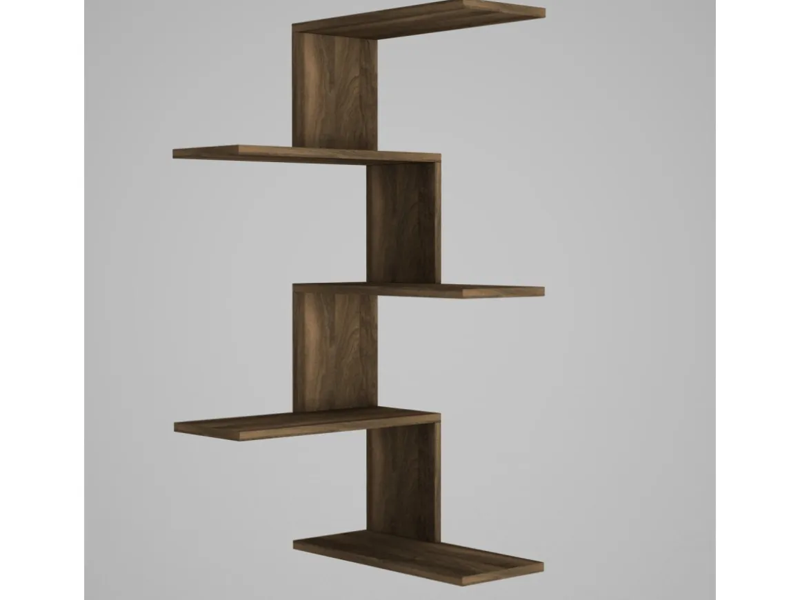 Étagère d'angle murale en bois "Caniko" - 51 x 29 x 109 cm - Marron