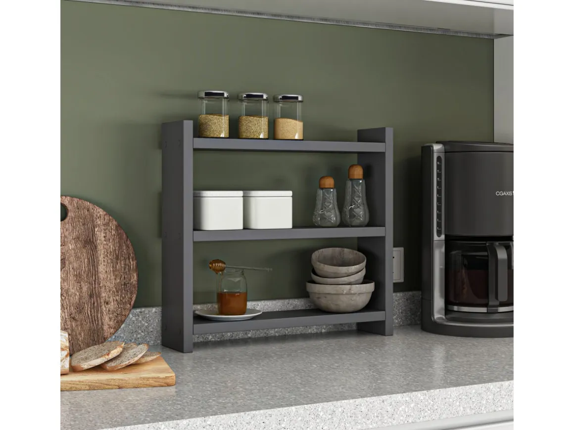 Étagère de cuisine en bois "Cosmic" - 44 x 10 x 40 cm - Gris anthracite