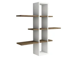 Étagère murale en bois "Ardo" - 96 x 19 x 101 cm - Noyer, Blanc