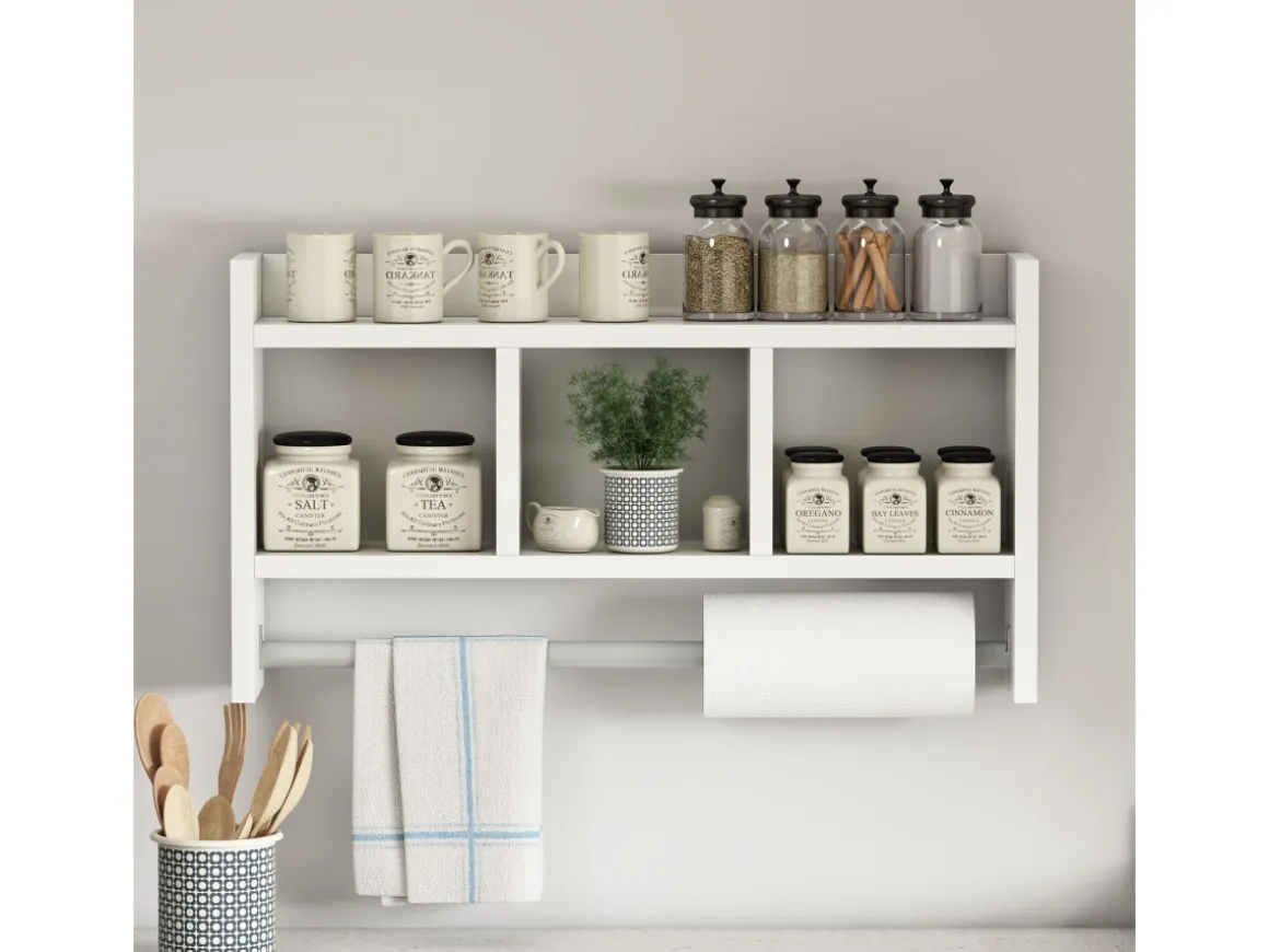 Étagère murale en bois "Asya" - 63 x 14 x 35 cm - Blanc