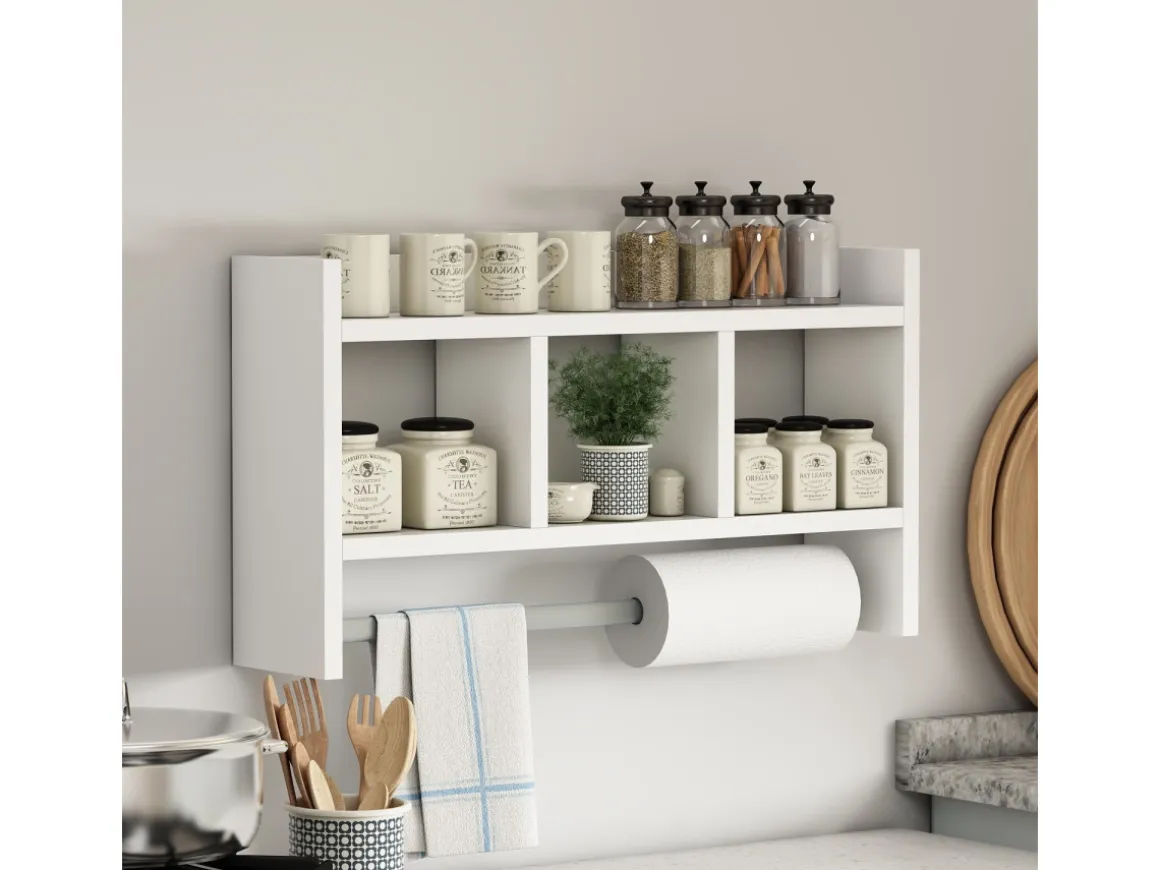 Étagère murale en bois "Asya" - 63 x 14 x 35 cm - Blanc