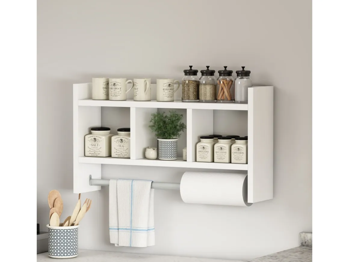 Étagère murale en bois "Asya" - 63 x 14 x 35 cm - Blanc