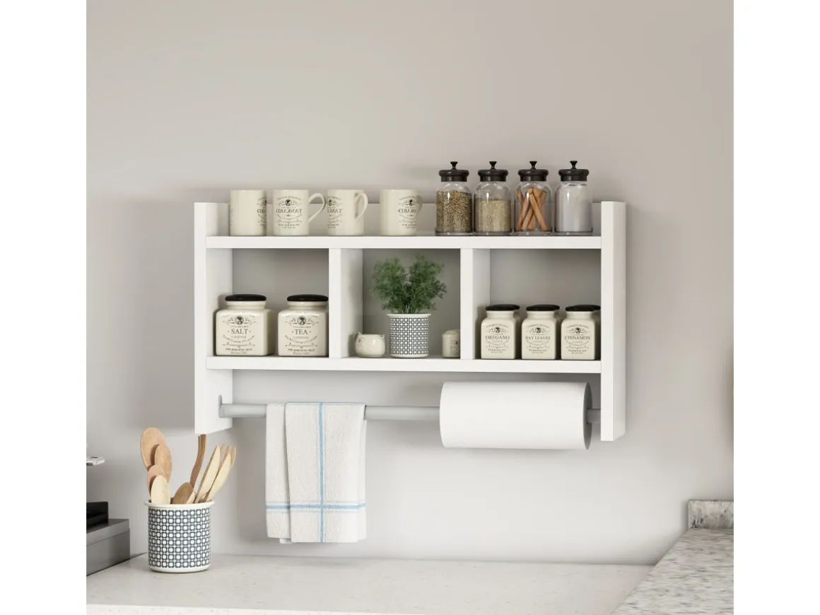 Étagère murale en bois "Asya" - 63 x 14 x 35 cm - Blanc